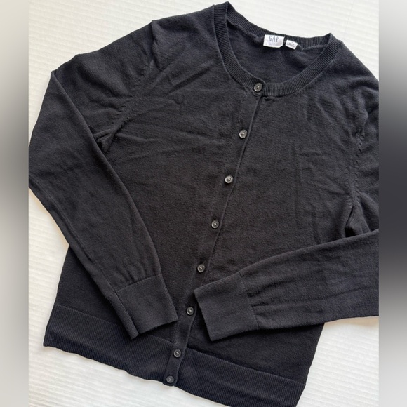 GAP Crewneck Cardigan Long Sleeve True Black Size S - Picture 3 of 13